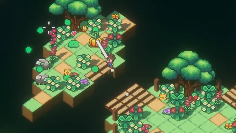 SpinKnight gameplay: the knight raises his sword to strike a slime beside a pumpkin
